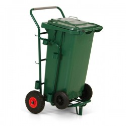 Chariot de voirie vert avec container